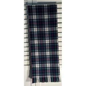 Pendleton Scarf 100% Virgin Wool Green Navy Red Tartan‎ Plaid Fringed USA Made